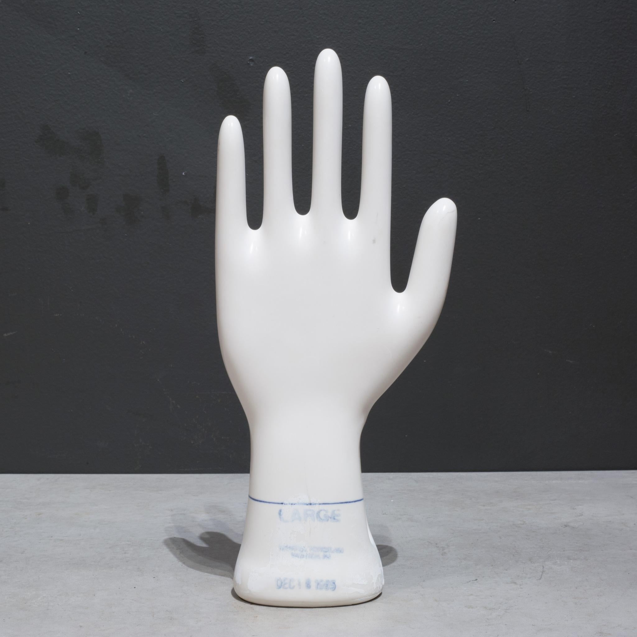 Industrial Large Vintage Glazed Porcelain Rubber Glove Mold C.1985  (FREE SHIPPING) For Sale