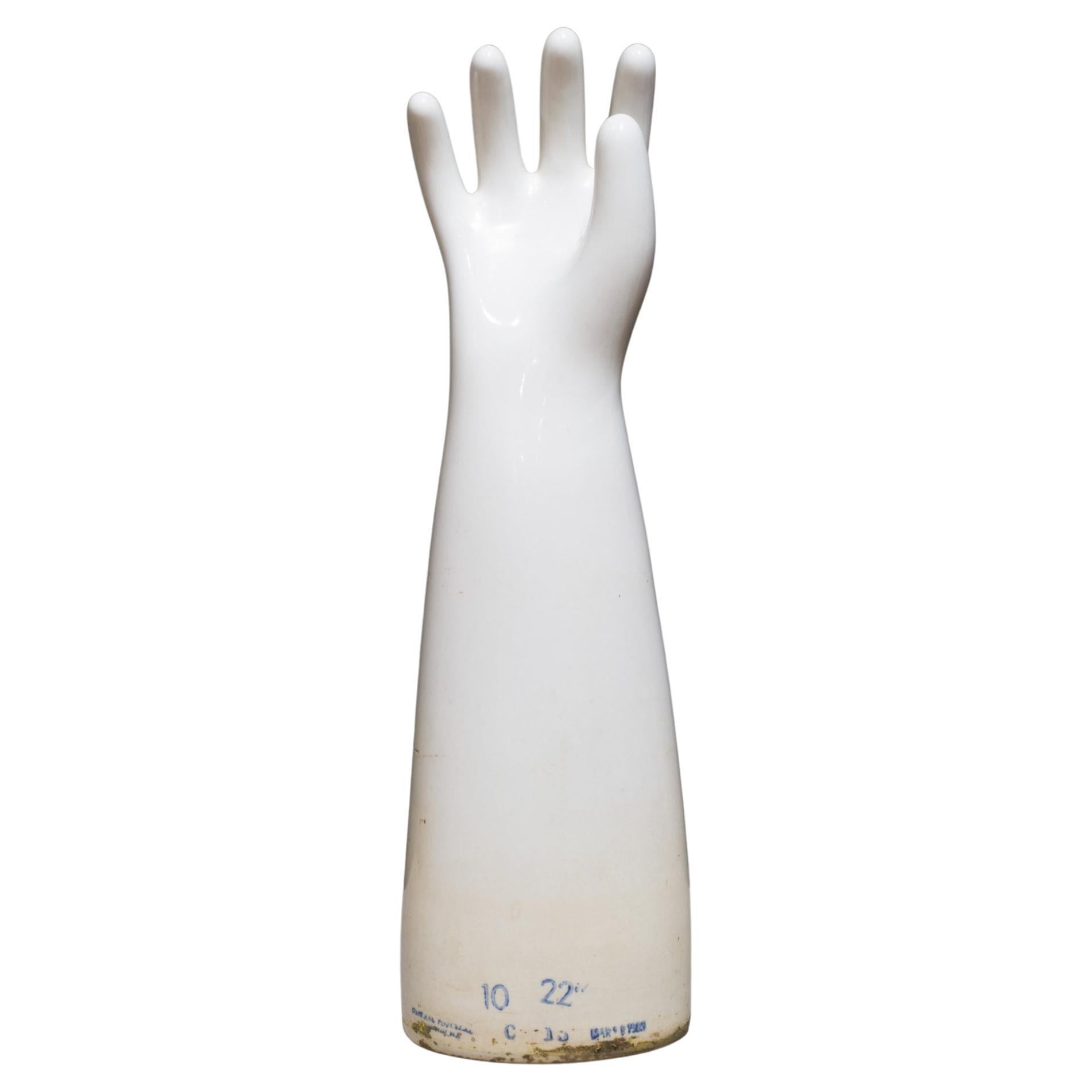Large Vintage Glazed Porcelain Rubber Glove Mold, C.1985