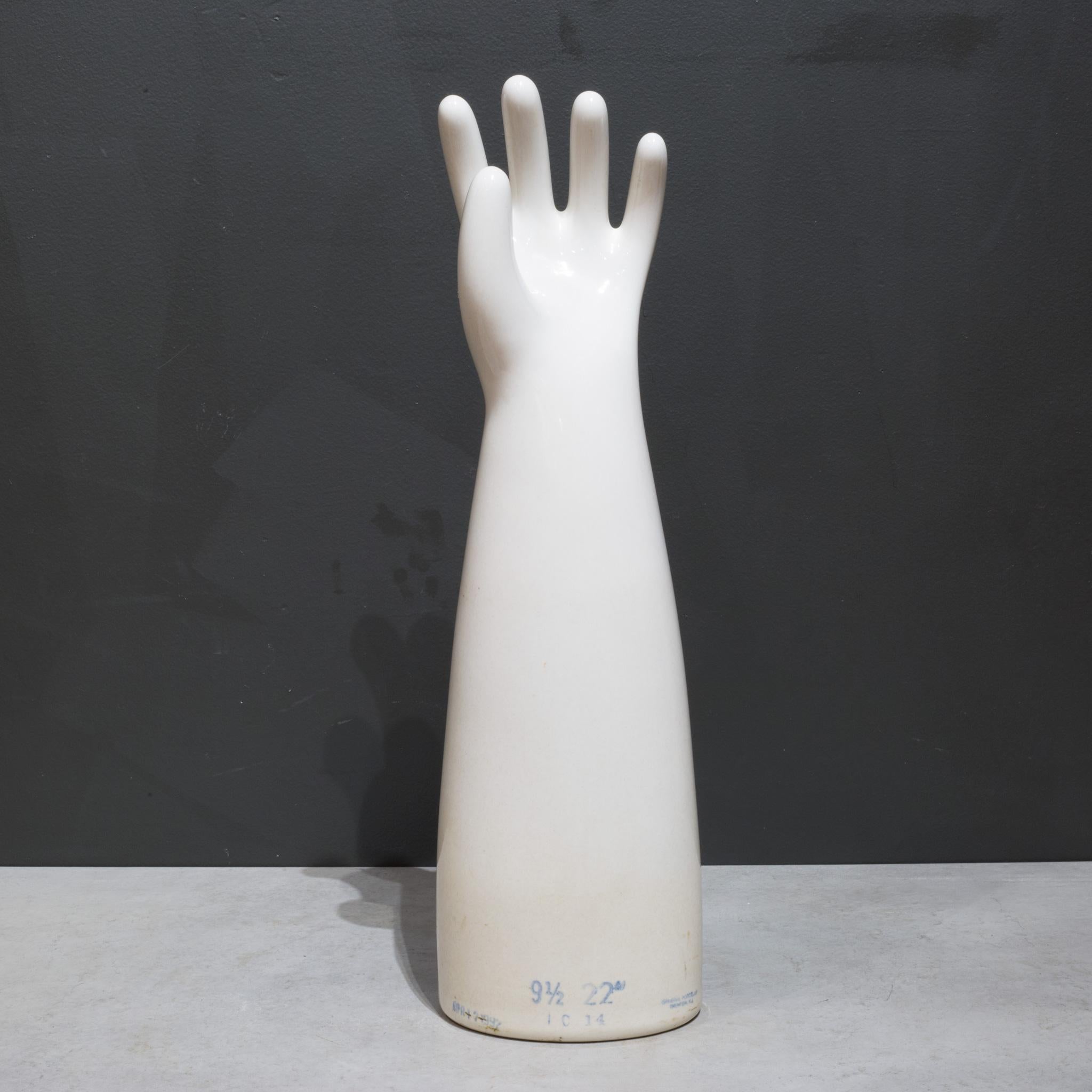 Large Vintage Glazed Porcelain Rubber Glove Mold, C.1992 In Good Condition In San Francisco, CA
