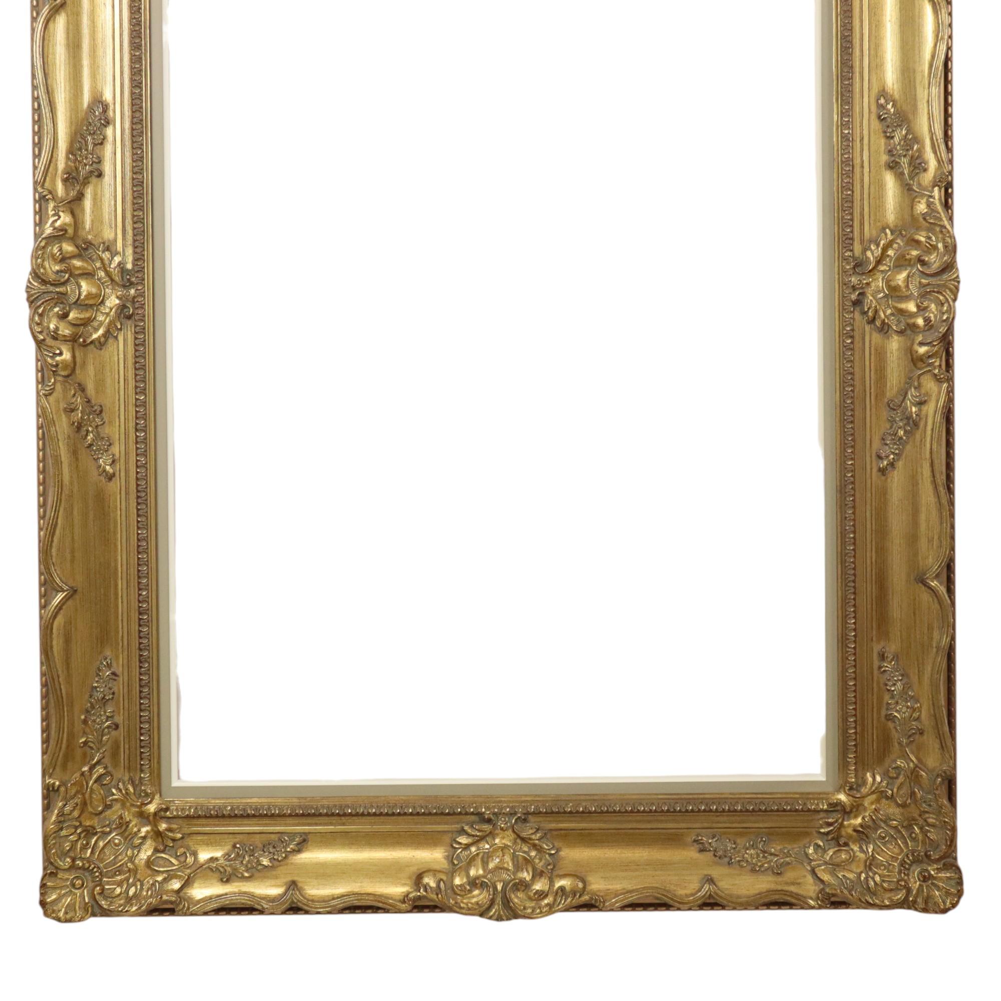Großer Vintage Goldrahmen Barock Stil Klassisch Kiefer Wood 114cm (Belgisch) im Angebot