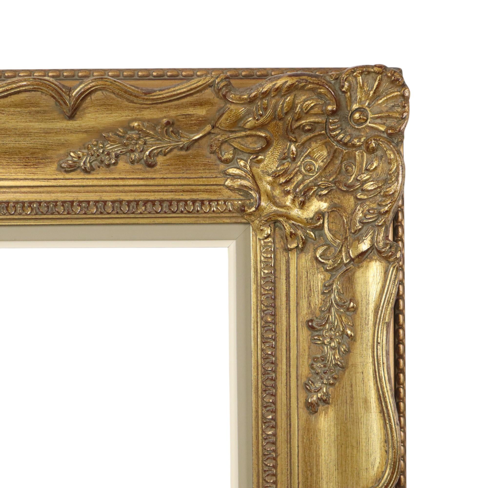 Großer Vintage Goldrahmen Barock Stil Klassisch Kiefer Wood 114cm im Zustand „Gut“ im Angebot in Poperinge, BE
