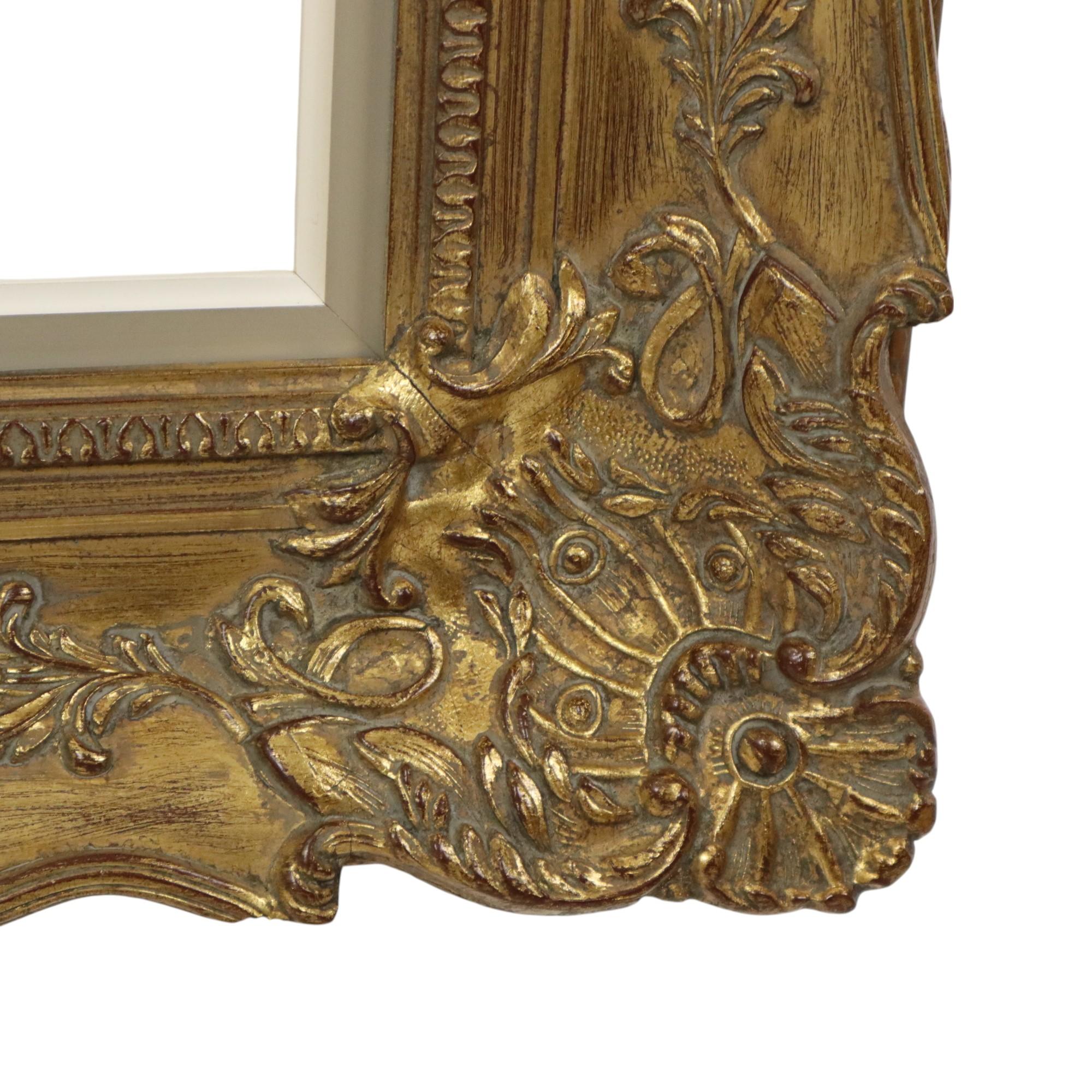 Großer Vintage Goldrahmen Barock Stil Klassisch Kiefer Wood 114cm (Gips) im Angebot