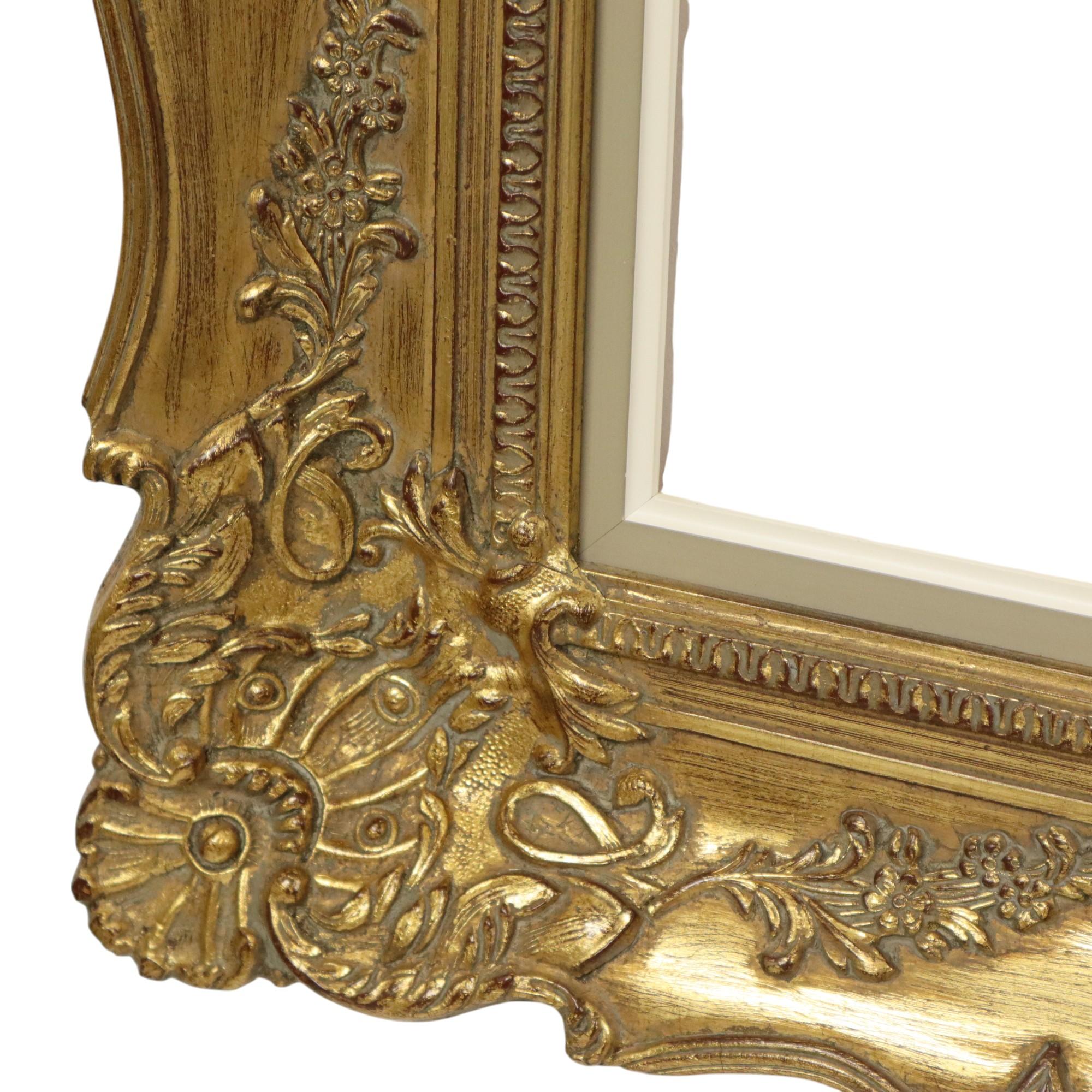Großer Vintage Goldrahmen Barock Stil Klassisch Kiefer Wood 114cm im Angebot 1