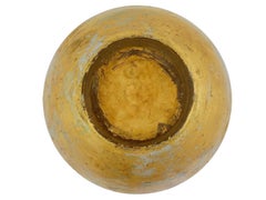 Large Vintage Gold Leaf Decorated Glass Centerpiece Vase