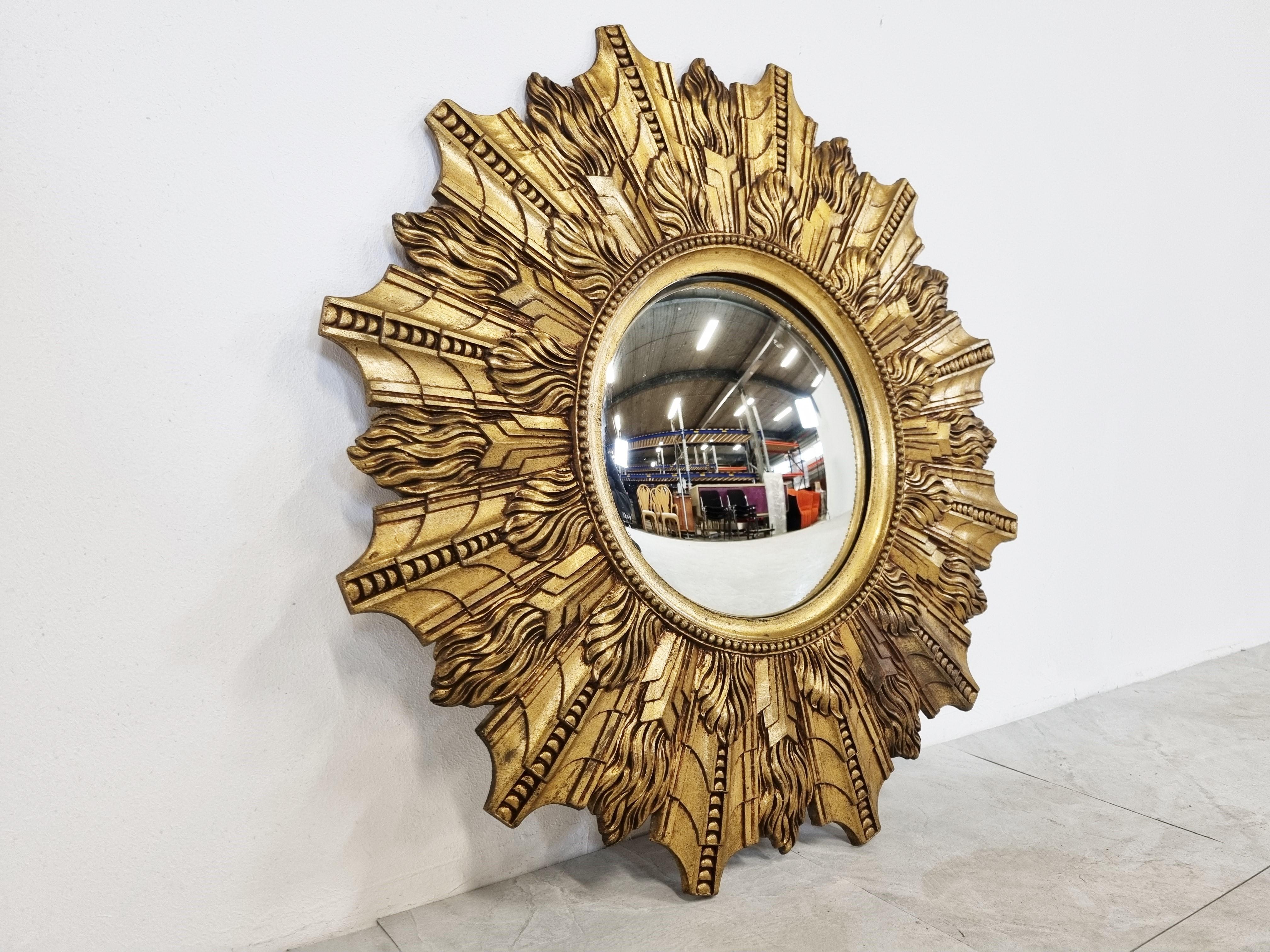 Empire Large Vintage Golden Sunburst Mirror, 1960s