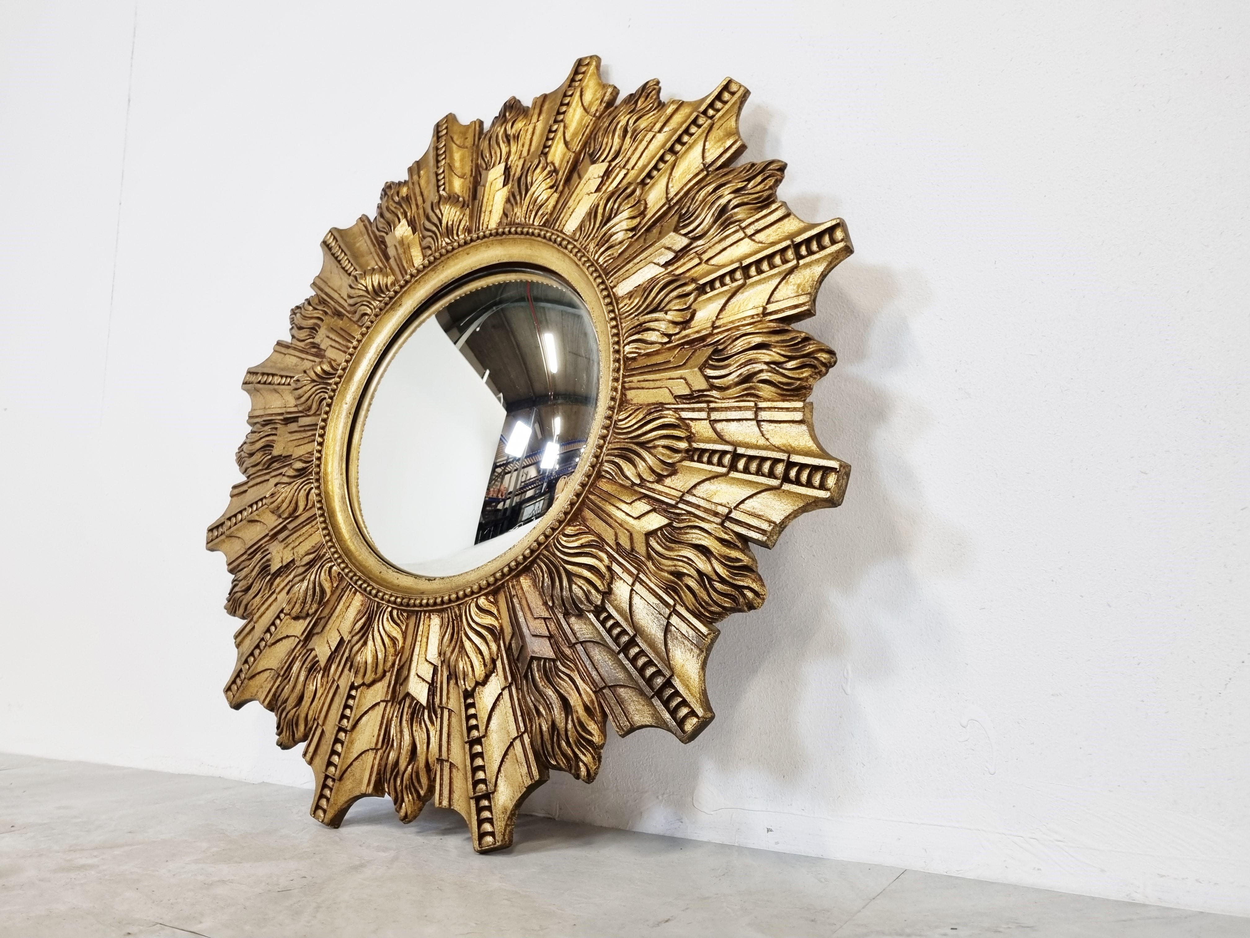 Large Vintage Golden Sunburst Mirror, 1960s 1