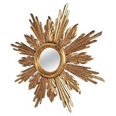 Large Vintage Golden Sunburst Mirror, 1960s