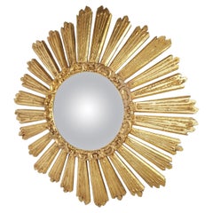 Large Vintage Golden Sunburst Mirror, 1960s