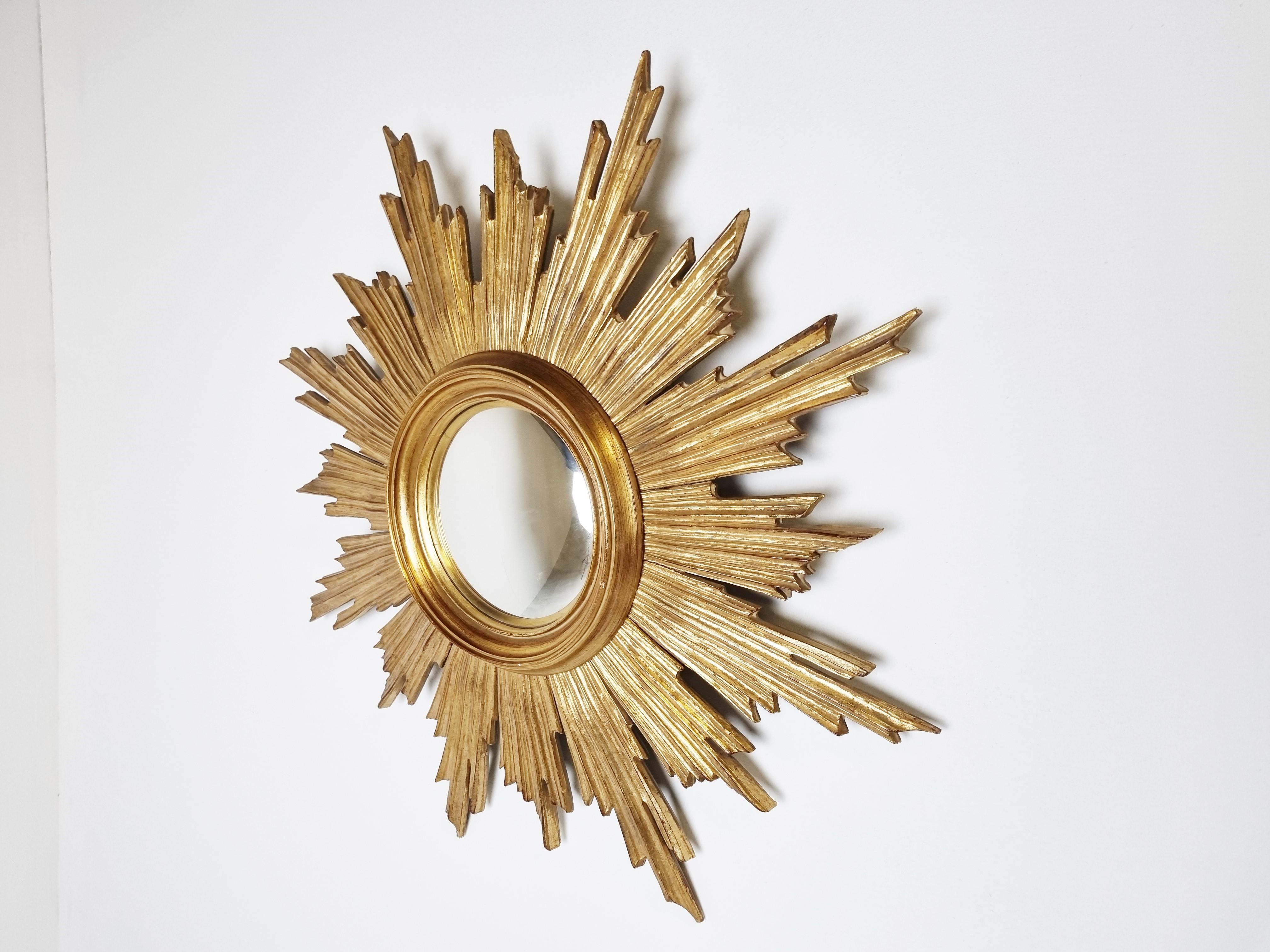 Empire Large Vintage Golden Sunburst Mirror, 1970s