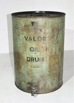 Large Vintage Green Can Motor Gas Oil Garage Drum Motoring Memorabilia