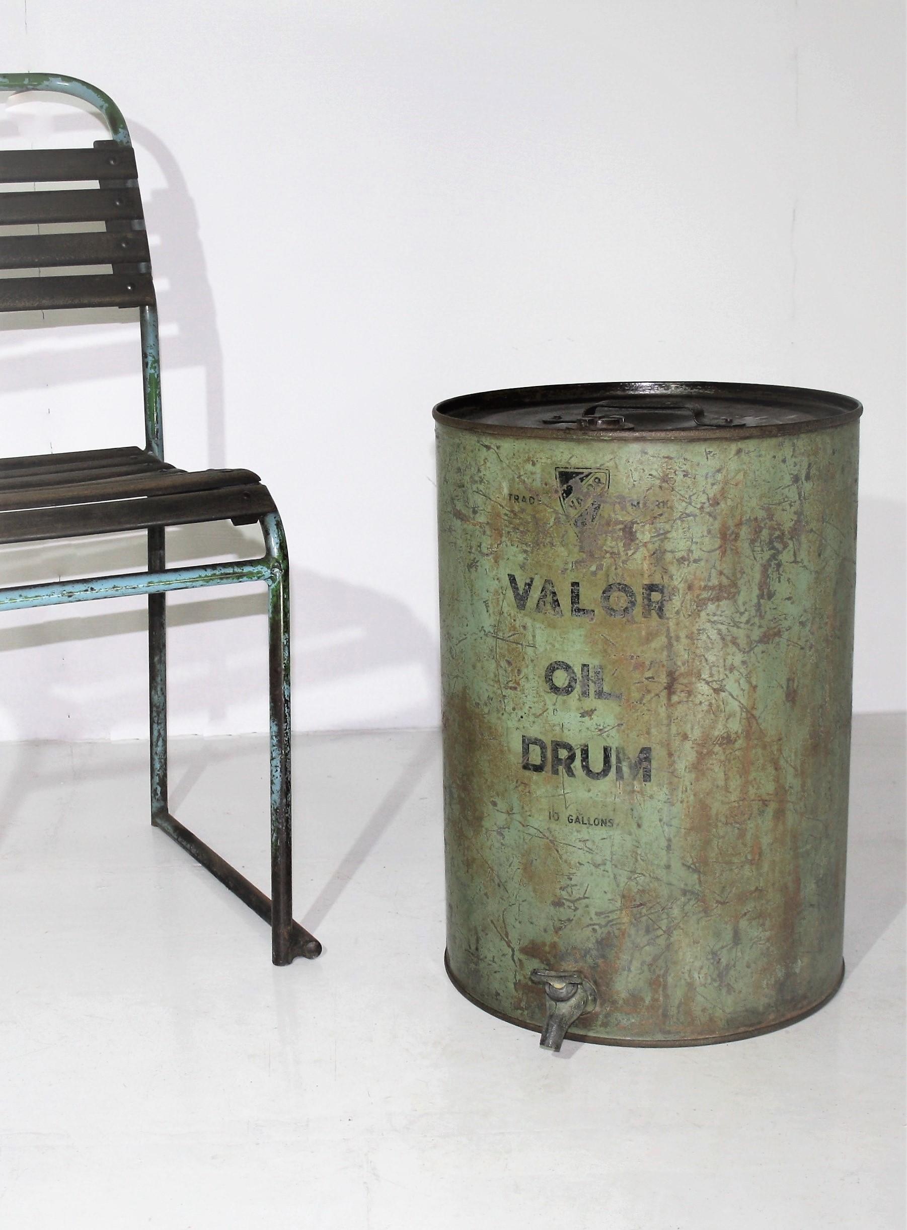 Metal Large Vintage Green Can Motor Gas Oil Garage Drum Motoring Memorabilia