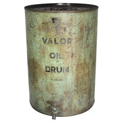 Large Antique Green Can Motor Gas Oil Garage Drum Motoring Memorabilia