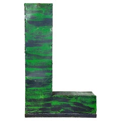 Grande lettera di facciata in ferro verde vintage L , anni '70