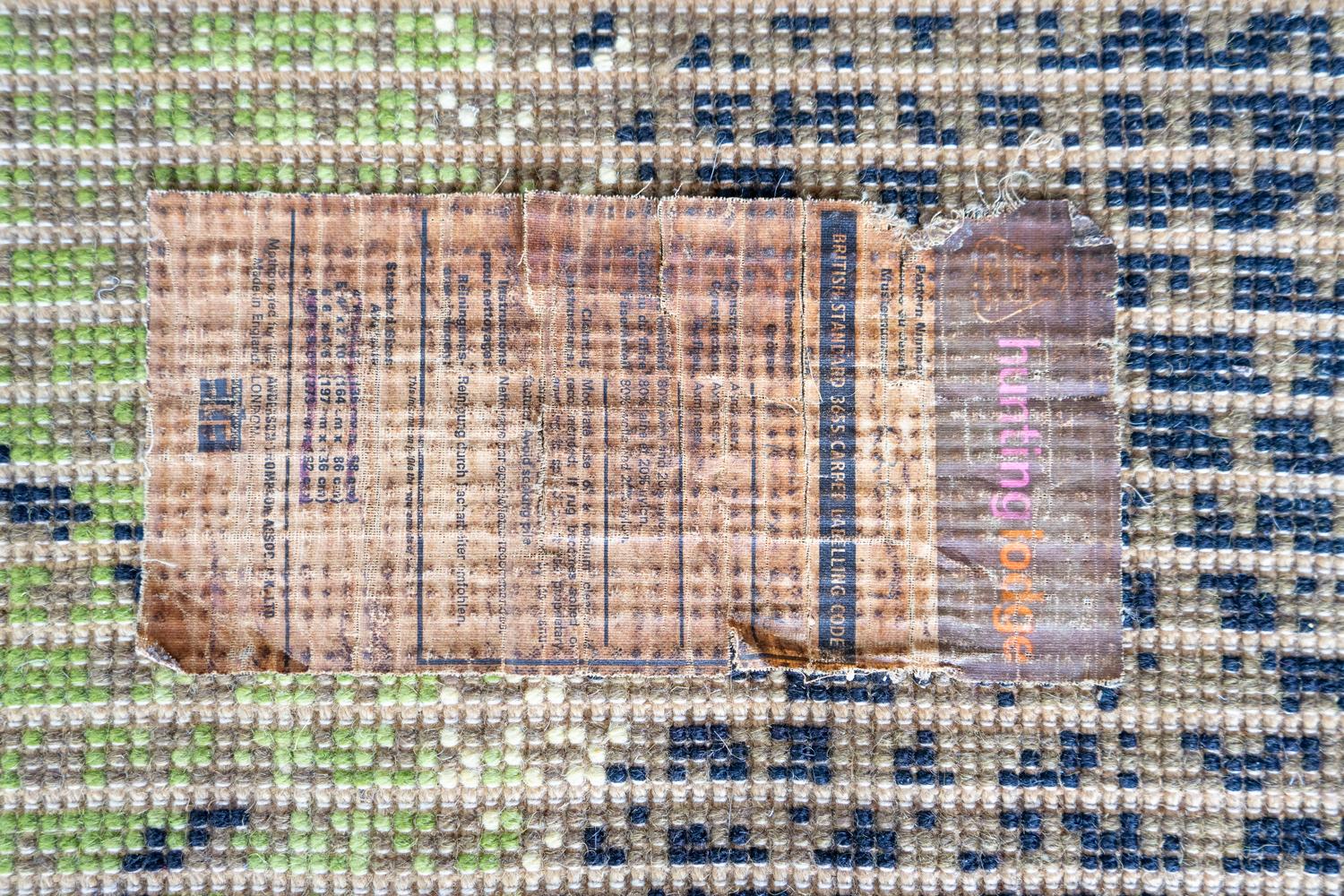 Large Vintage Green Wool Shag Rug , Mid Century Rya Carpet 1960s 5