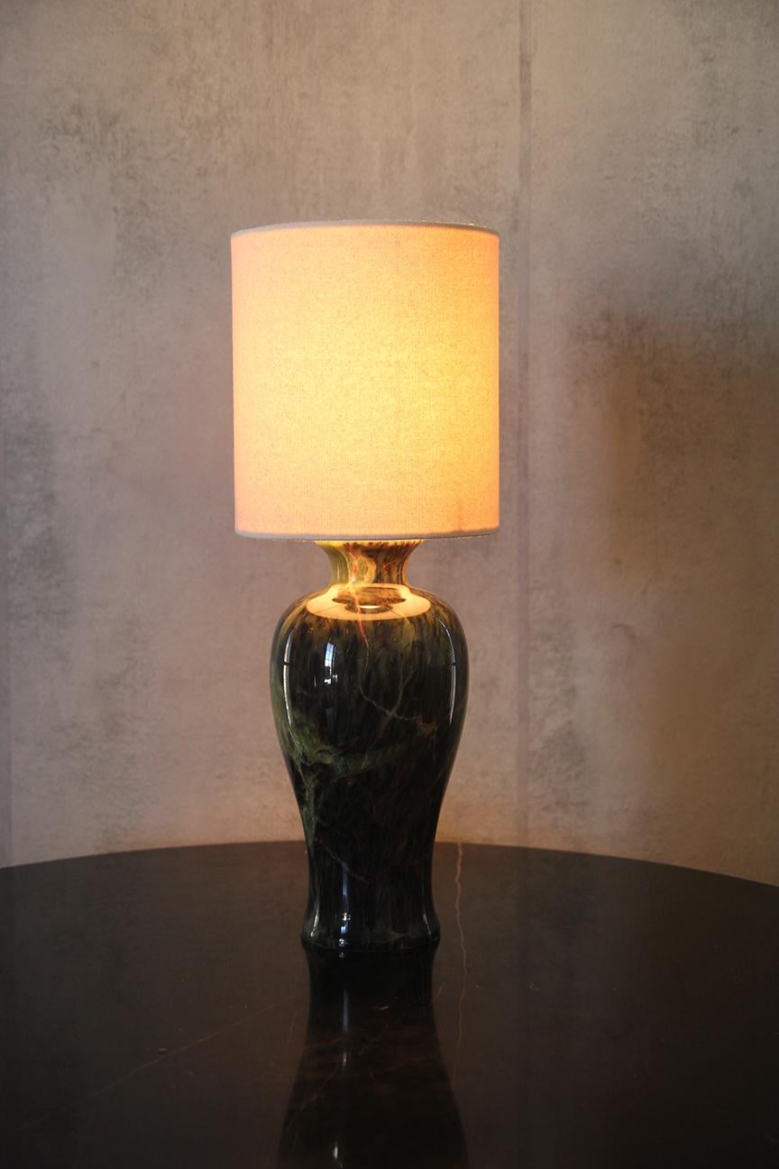 Large Vintage Green Yellow Red Black Jade Glaze Marble lamp For Sale 3