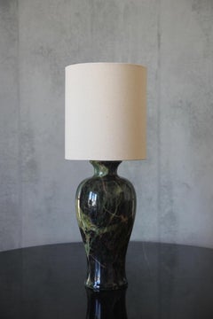 Large Vintage Green Yellow Red Black Jade Glaze Marble lamp