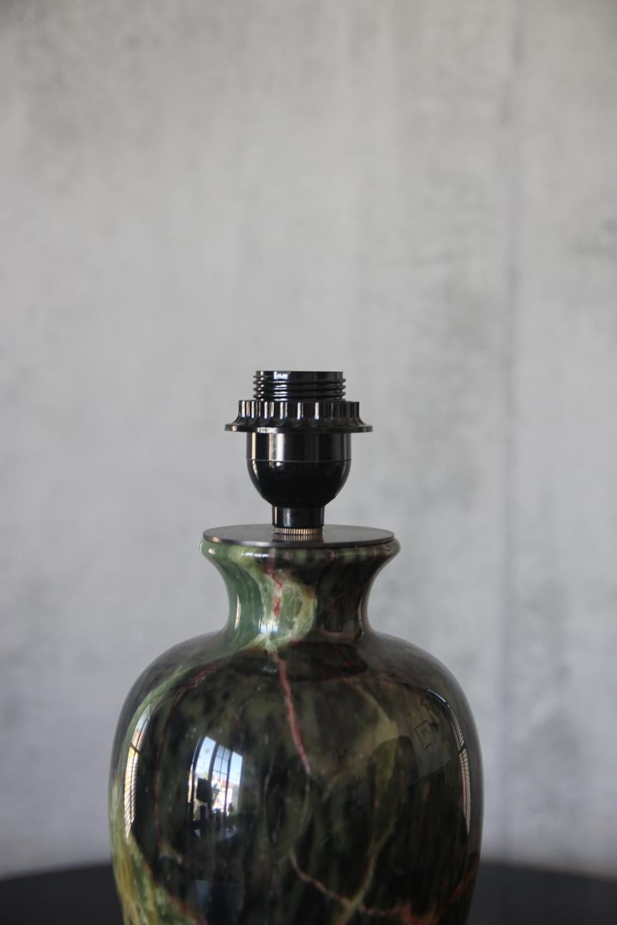 Asian Large Vintage Green Yellow Red Black Jade Glaze Marble lamp For Sale