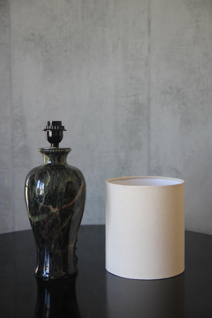 Large Vintage Green Yellow Red Black Jade Glaze Marble lamp For Sale 1