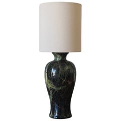 Large Vintage Green Yellow Red Black Jade Glaze Marble lamp