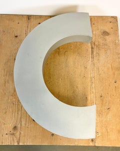Large Vintage Grey Iron Facade Letter C , 1970s