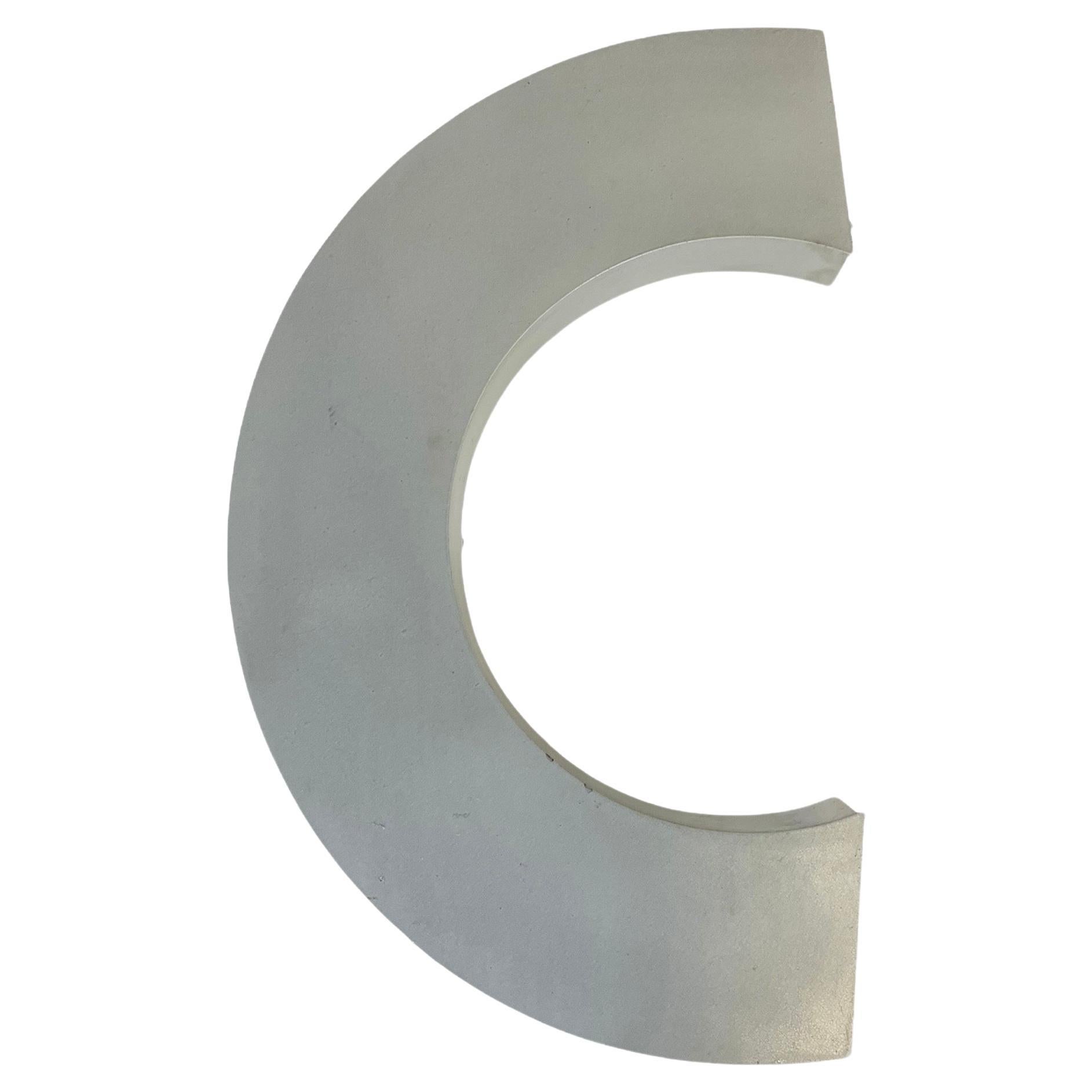 Large Vintage Grey Iron Facade Letter C , 1970s