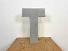 Large Vintage Grey Iron Facade Letter T, 1970s