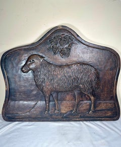 Large Vintage Hand Carved Bas Relief of AGNUS DEI Altar Piece.