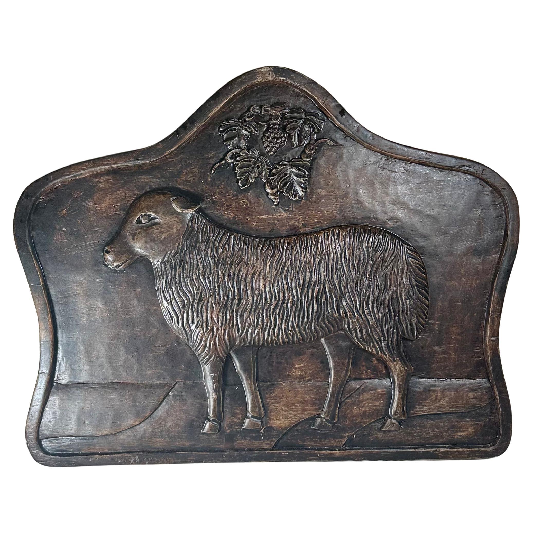 Large Vintage Hand Carved Bas Relief of AGNUS DEI Altar Piece.