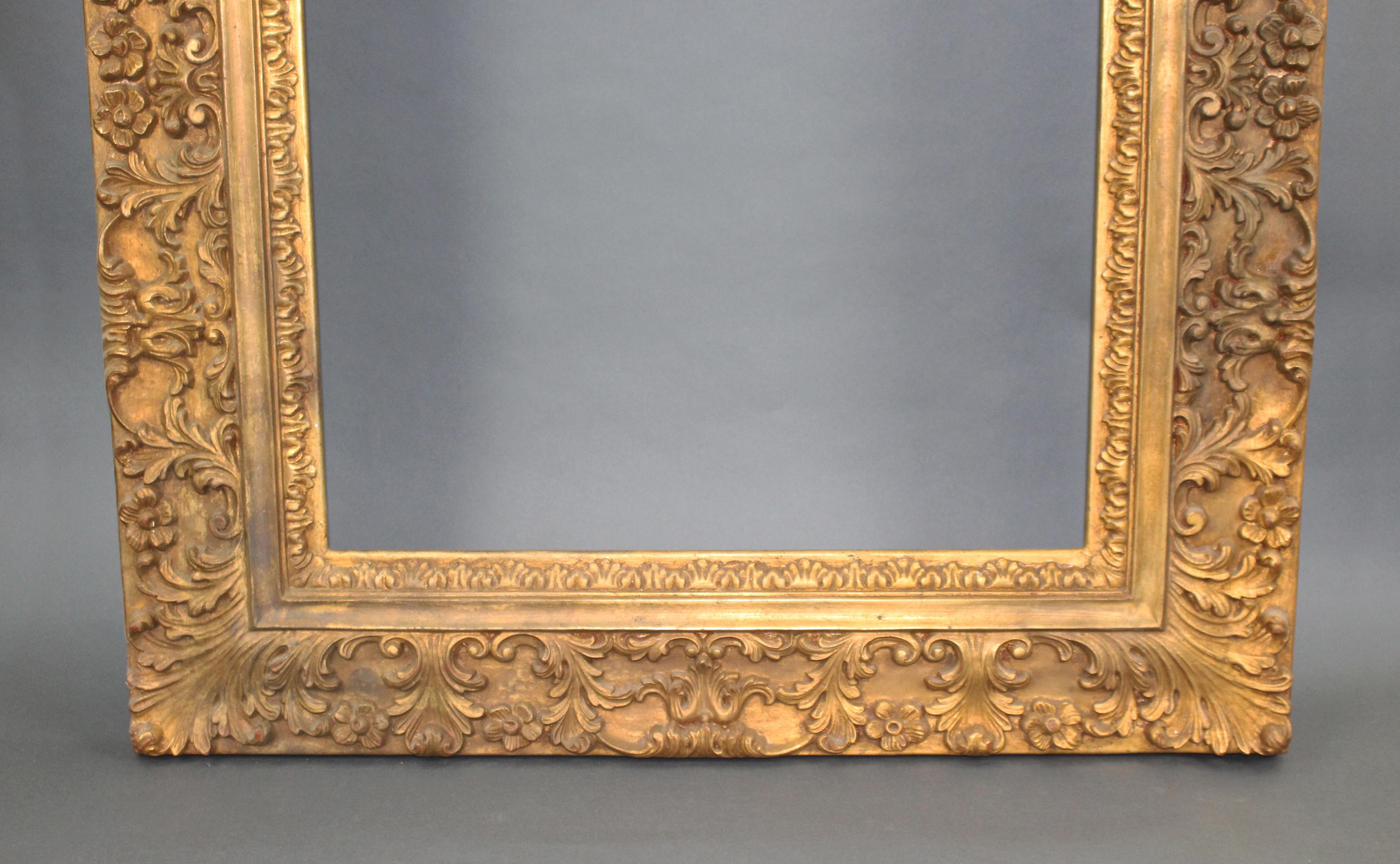 20th Century Large Vintage Hand Carved Wood Gilt Picture Frame