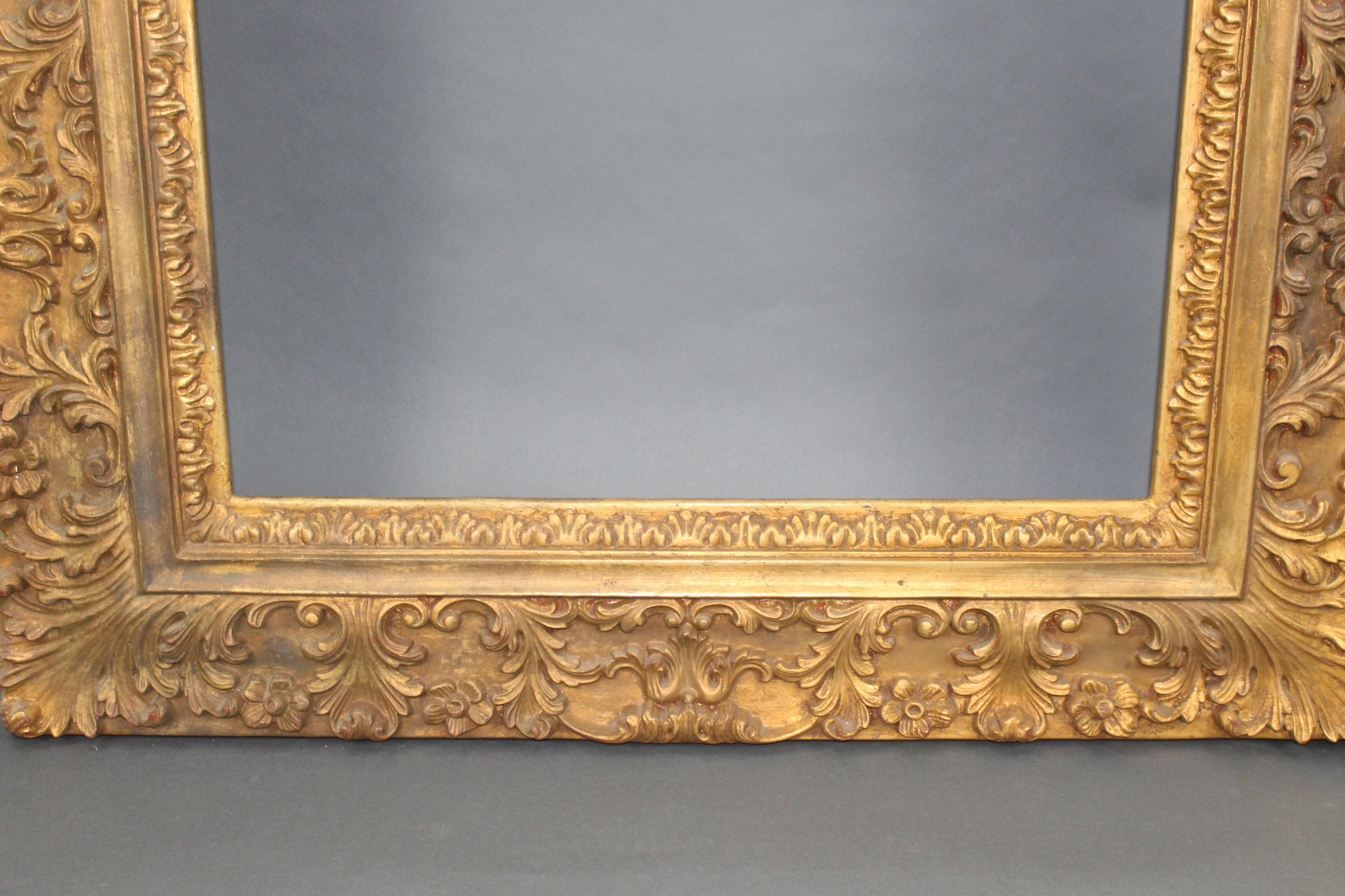 Large Vintage Hand Carved Wood Gilt Picture Frame 1