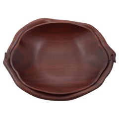 Large Vintage Hand Carved Wooden Ouroboros Snake Bowl