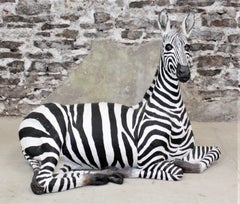 Large Vintage Hand-Crafted & Signed Mixed Media Zebra Sculpture