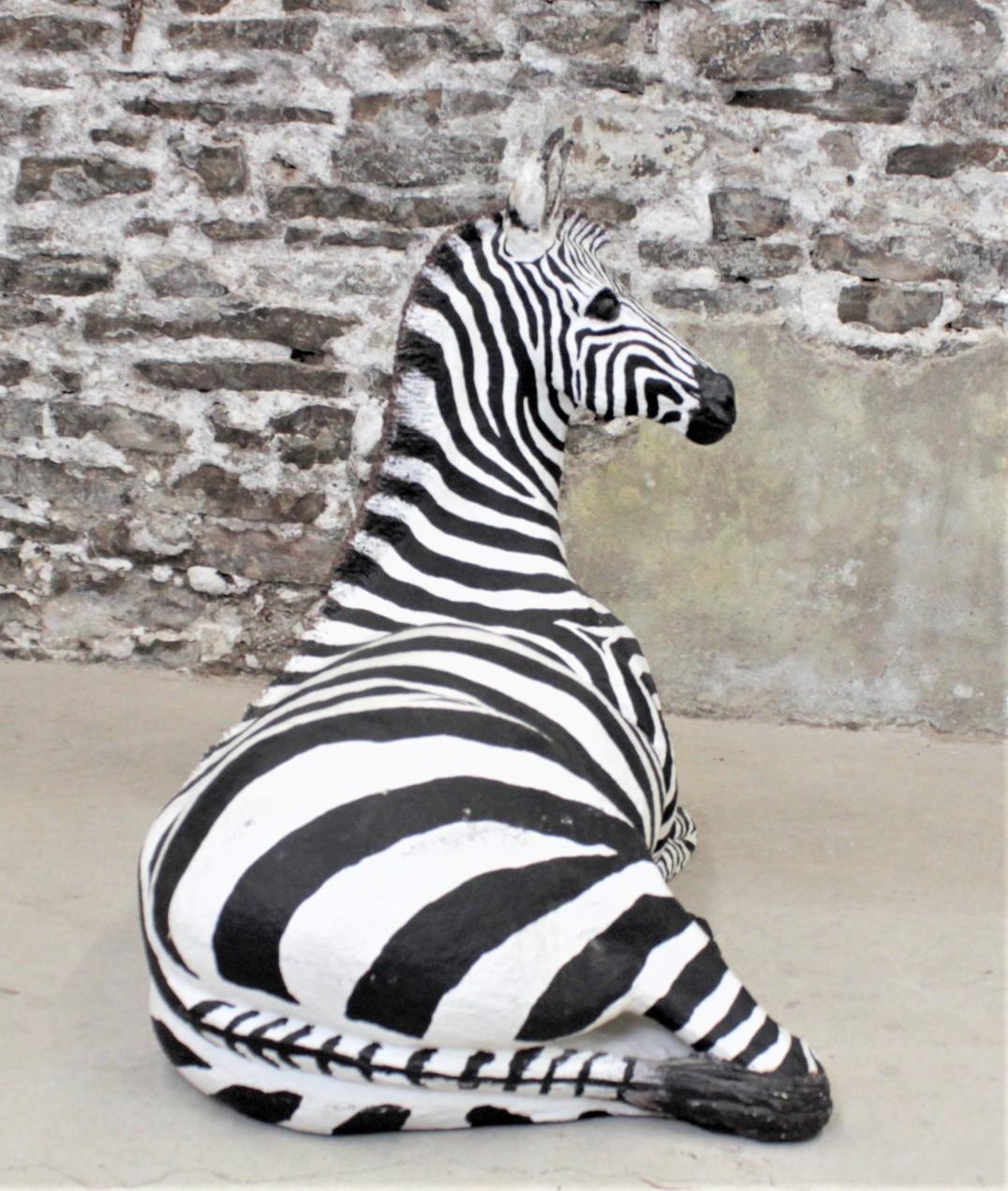 Large Vintage Hand-Crafted & Signed Mixed Media Zebra Sculpture In Good Condition For Sale In Hamilton, Ontario
