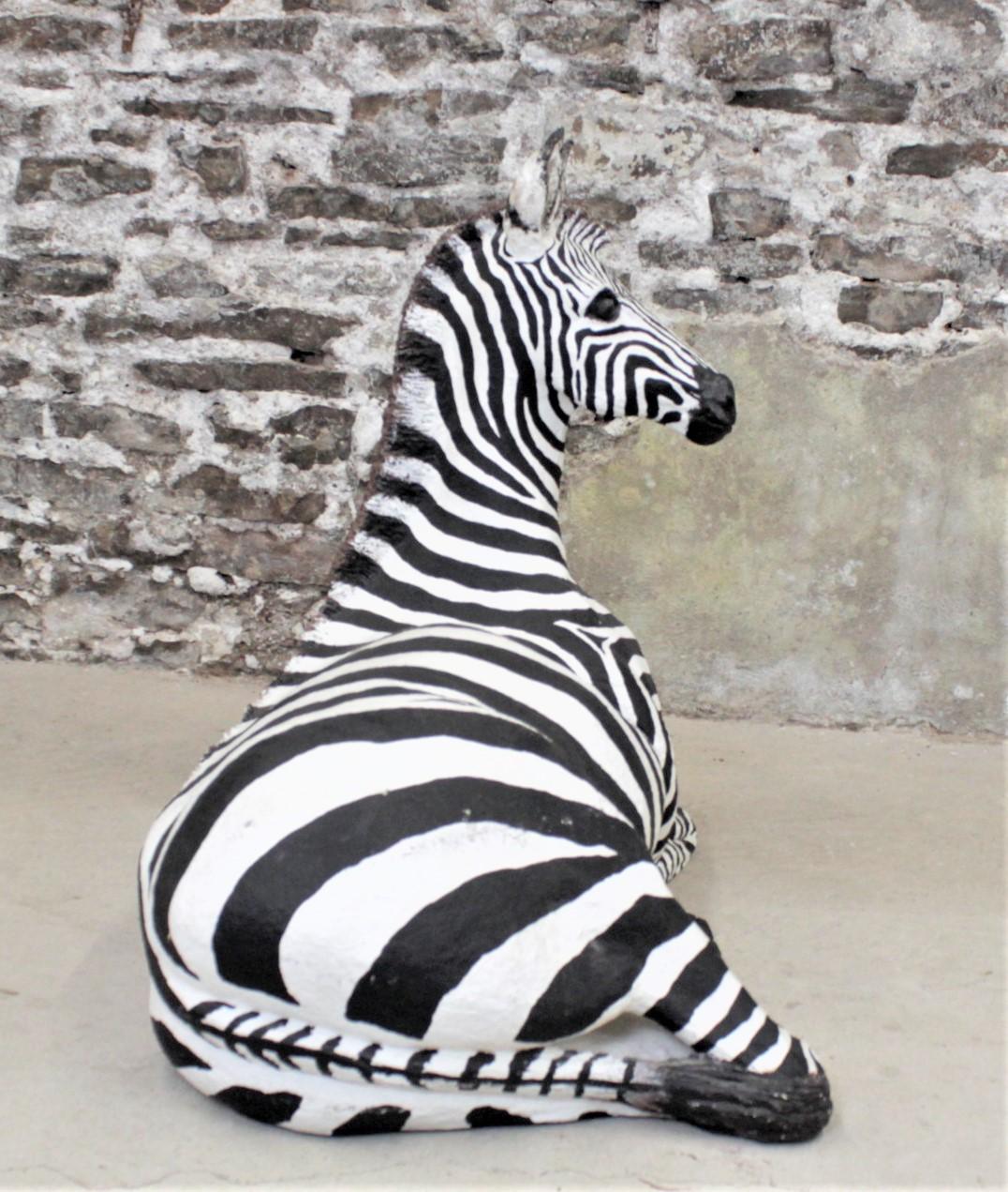 Canadese Grande scultura vintage di Zebra realizzata a mano e firmata in vendita