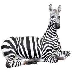 Large Vintage Hand-Crafted & Signed Mixed Media Zebra Sculpture