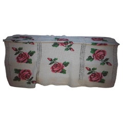 Large Vintage Hand Crochet Blanket "Rose" Pattern