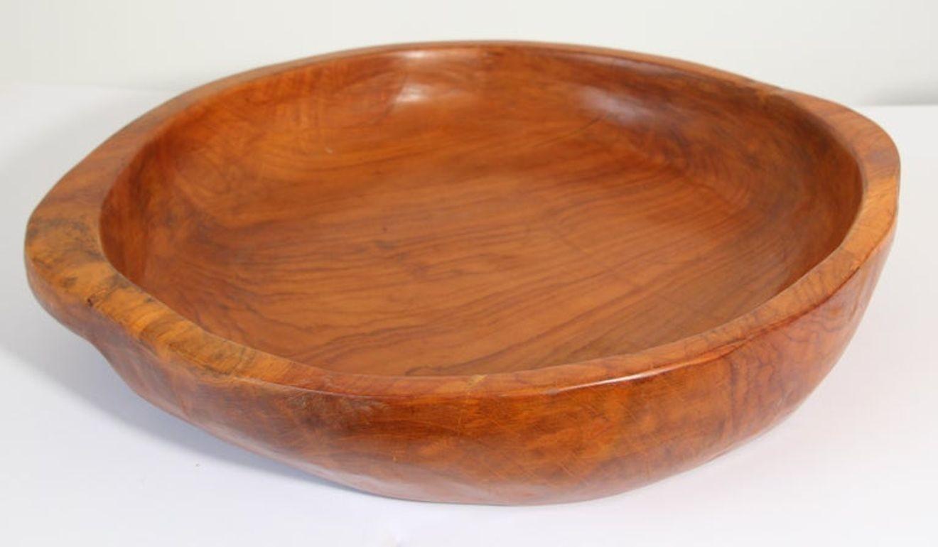 Marocain Grand bol vintage en teck organique soufflé à la main en vente
