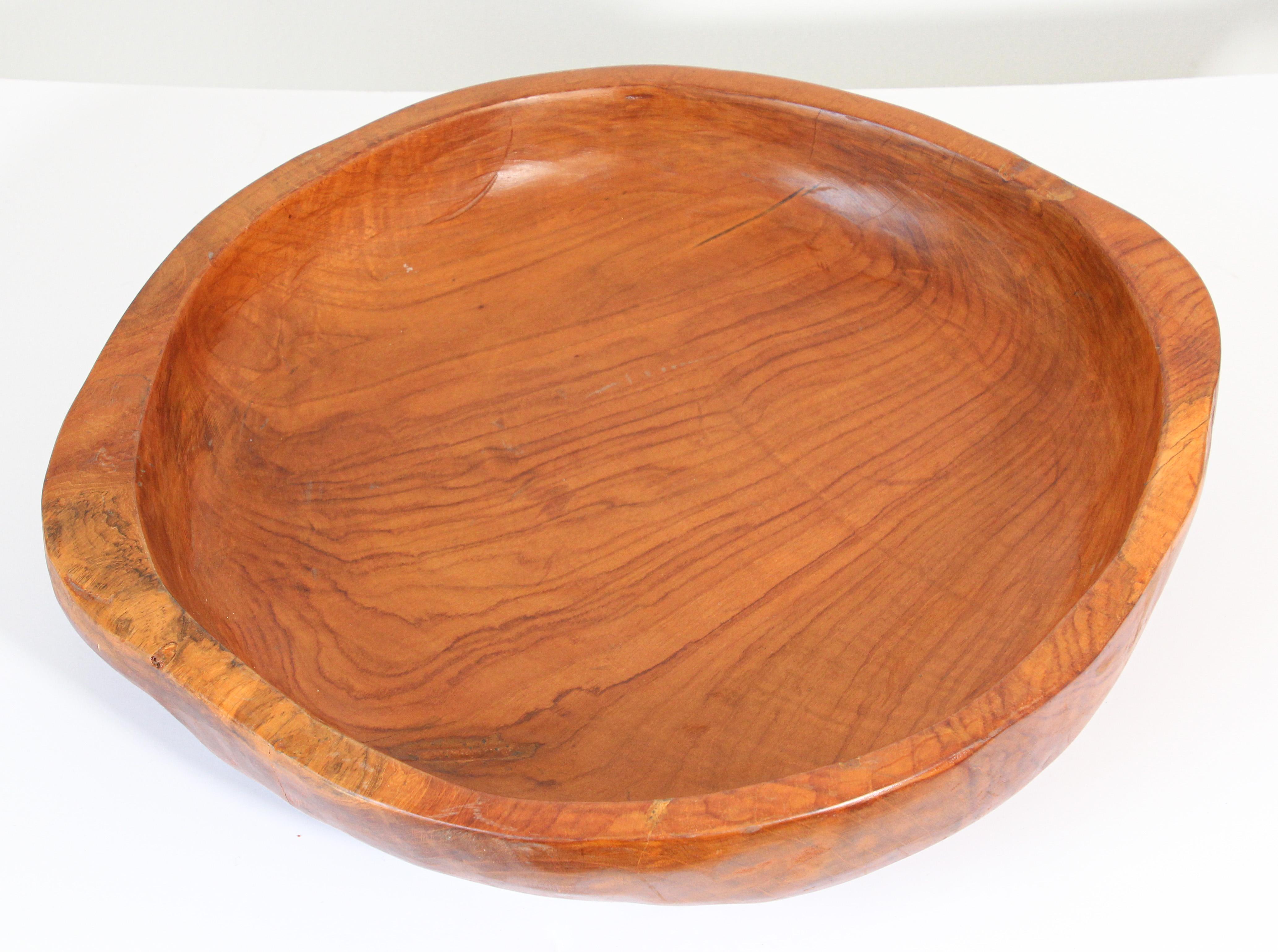 Wood Large Vintage Hand Hewn Organic Teak Burl Bowl For Sale