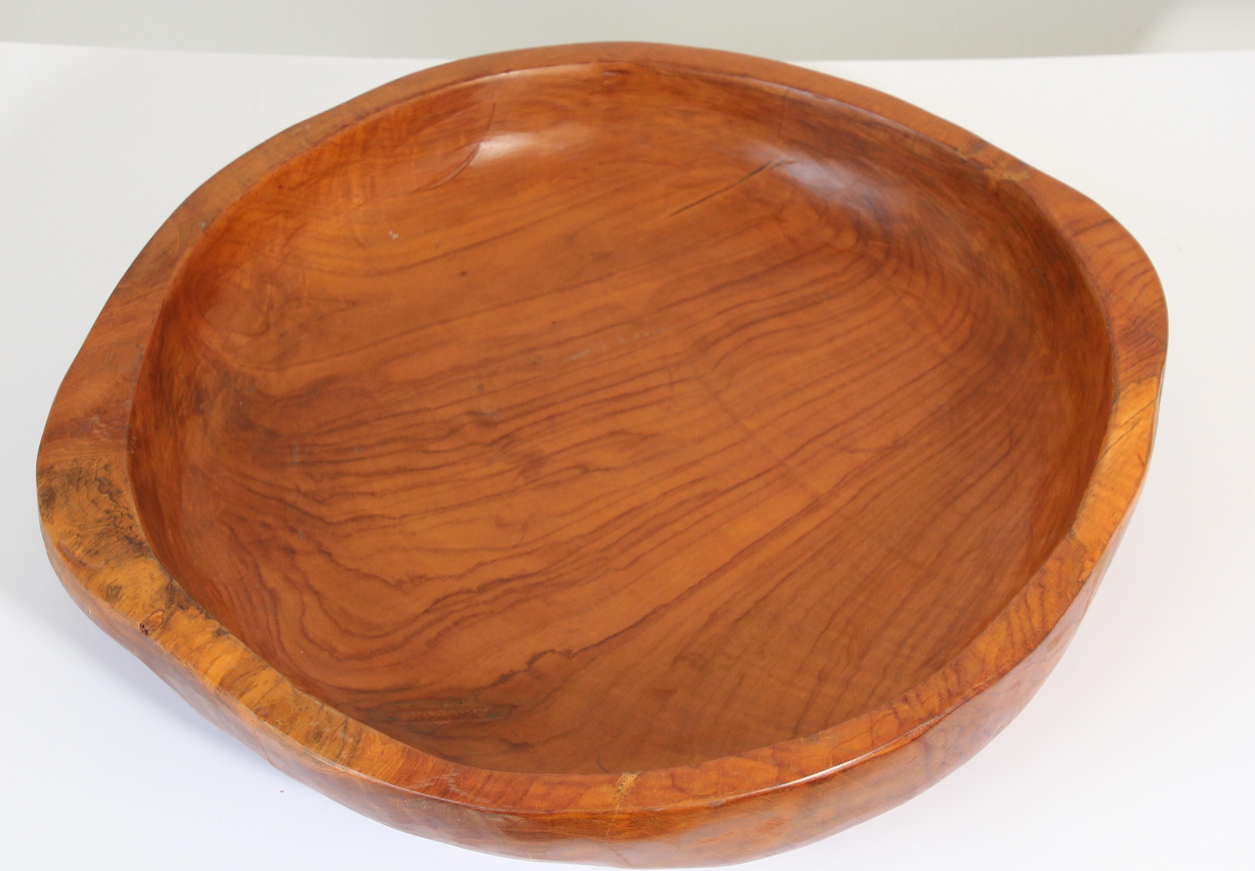 Folk Art Large Vintage Hand Hewn Organic Teak Burl Bowl For Sale