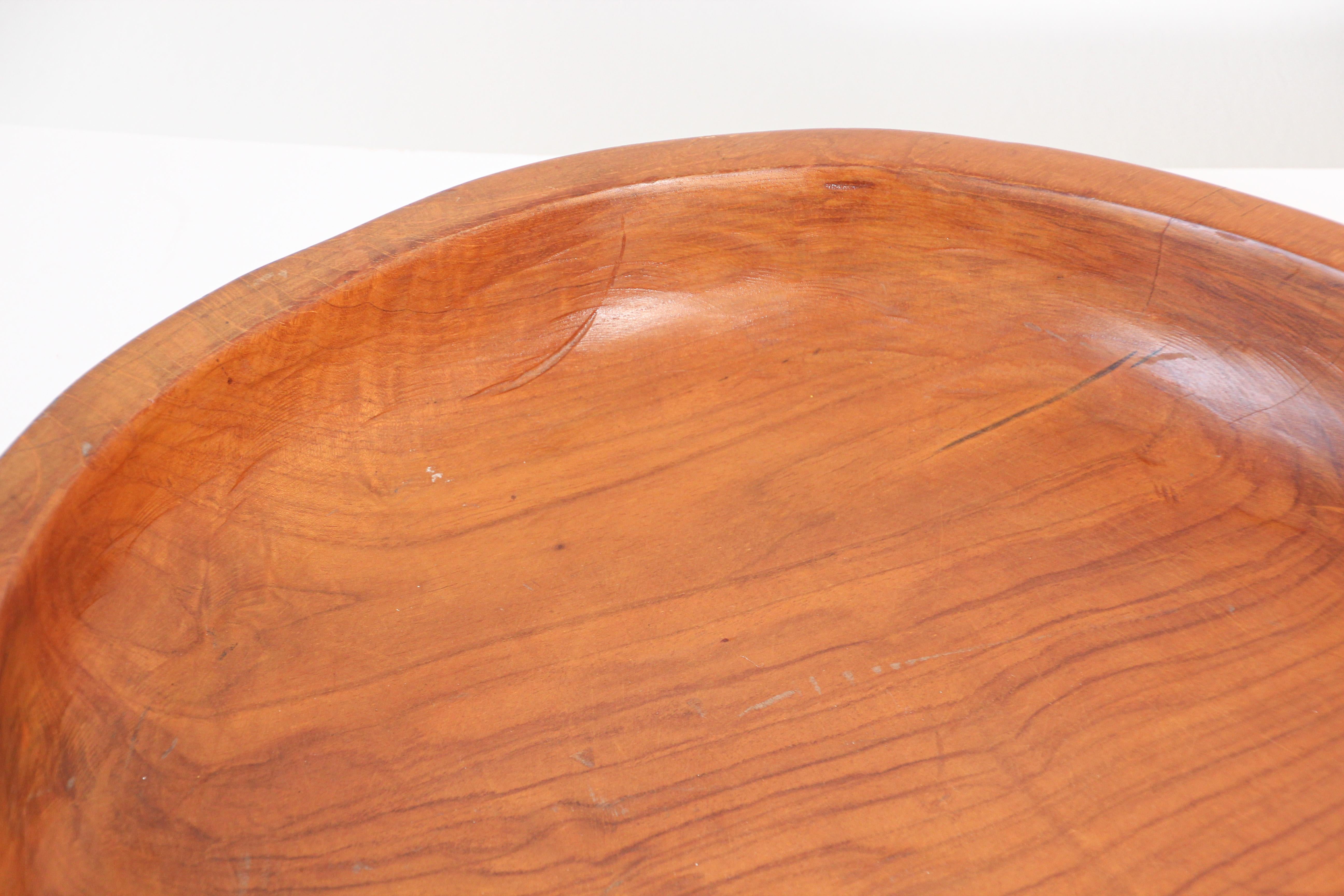 Large Vintage Hand Hewn Organic Teak Burl Bowl In Good Condition For Sale In North Hollywood, CA