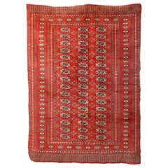 Large Vintage Hand Knotted Wool Bokhara Nomadic Tribal Rug, circa 1940