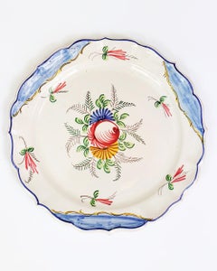 Large Vintage Hand Painted Italian Ceramic Plate with Flowers, 1960s