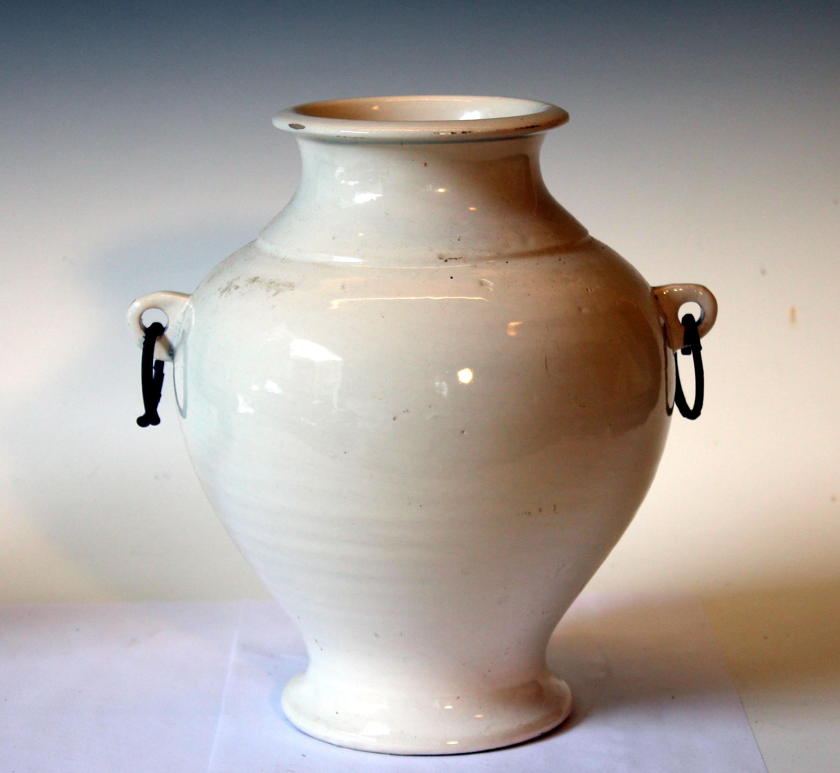 Large vintage hand thrown Italian art pottery vase, circa late 20th century. Measures: 10