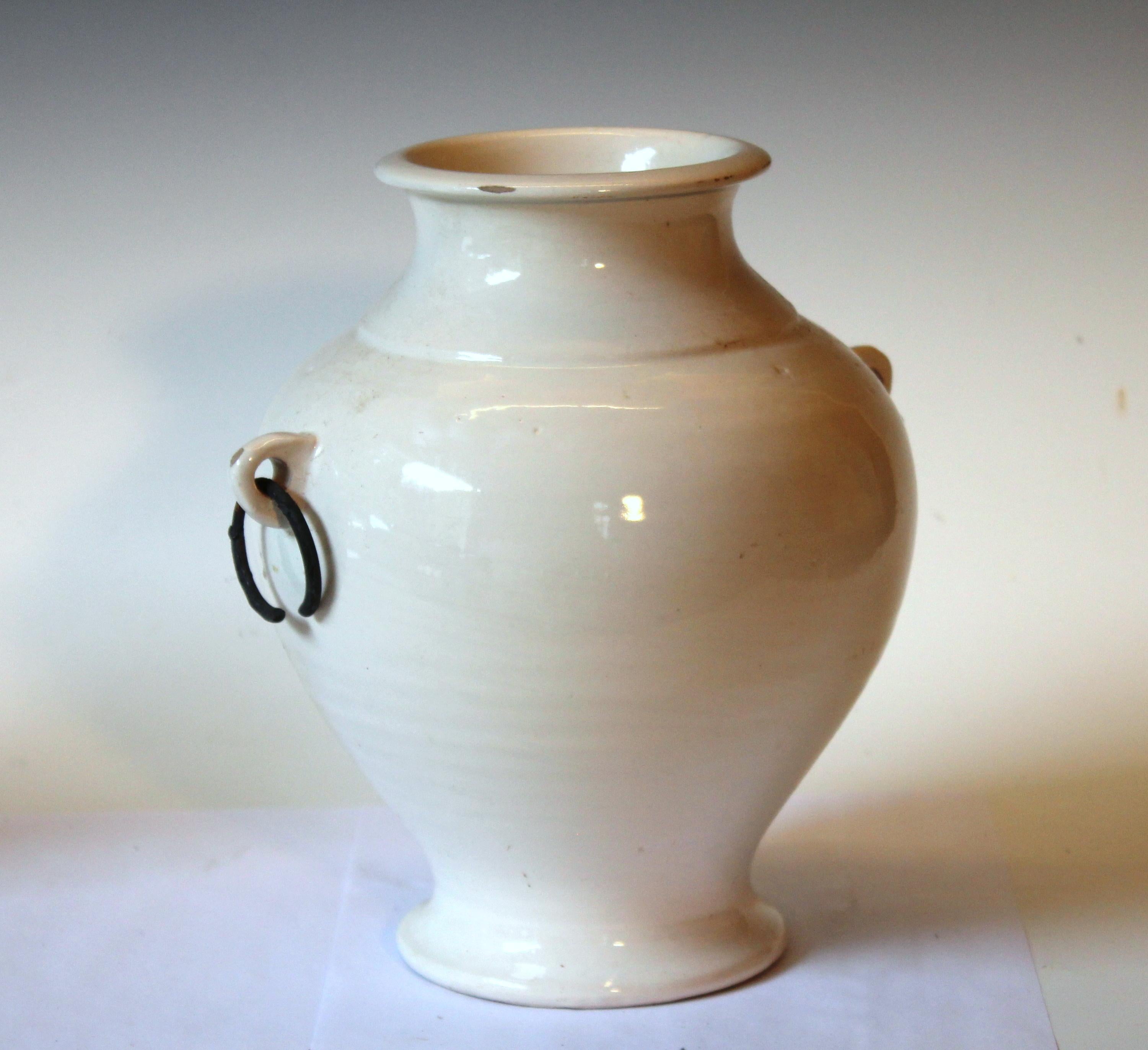 Classical Greek Large Vintage Hand Turned Italian Faience Majolica Art Pottery Studio Vase