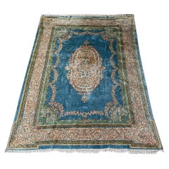 Large Vintage Hand Woven Blue Wool Persian Rug