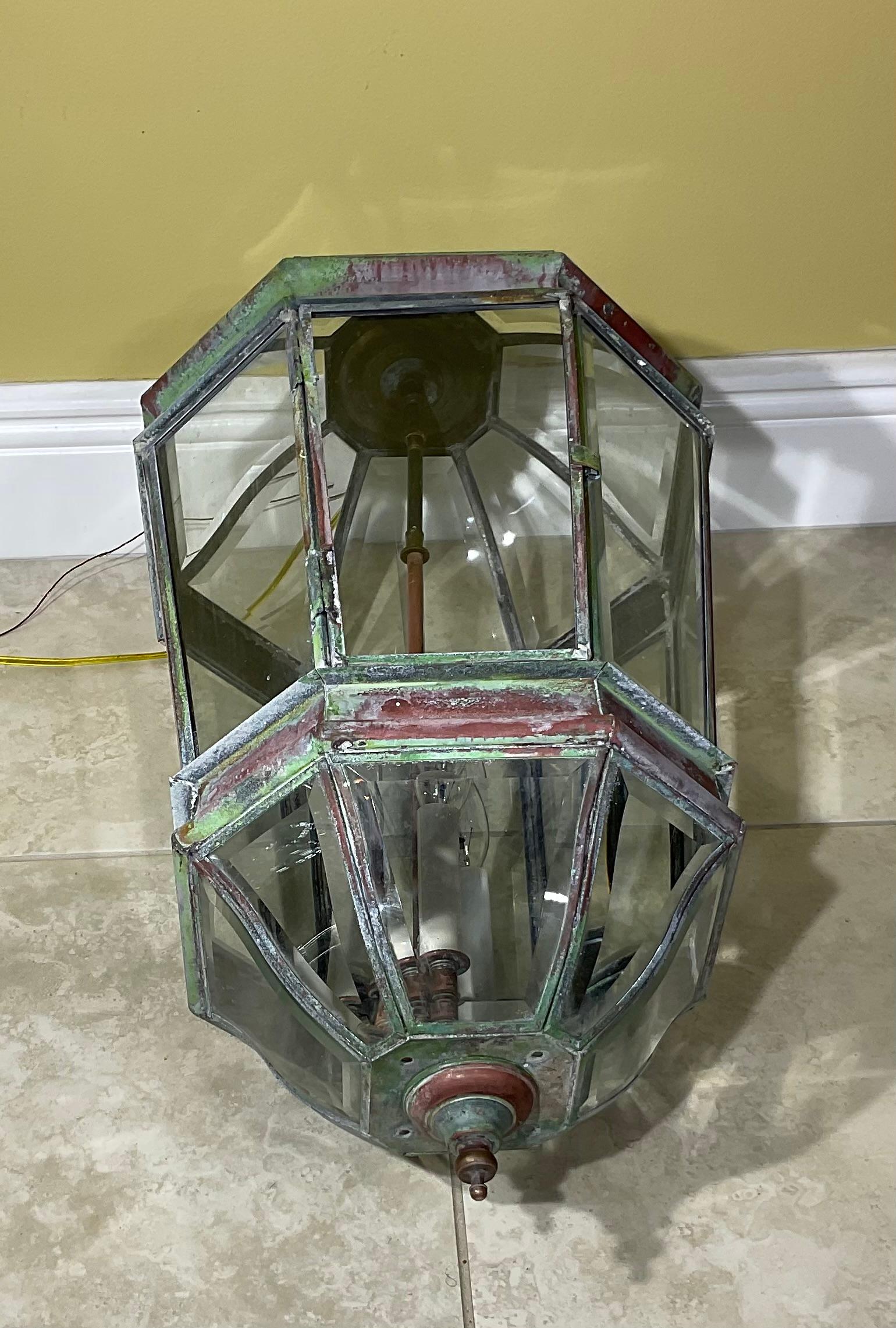 Grande lanterne ou pendentif vintage en laiton, fabriqué à la main  en vente 5