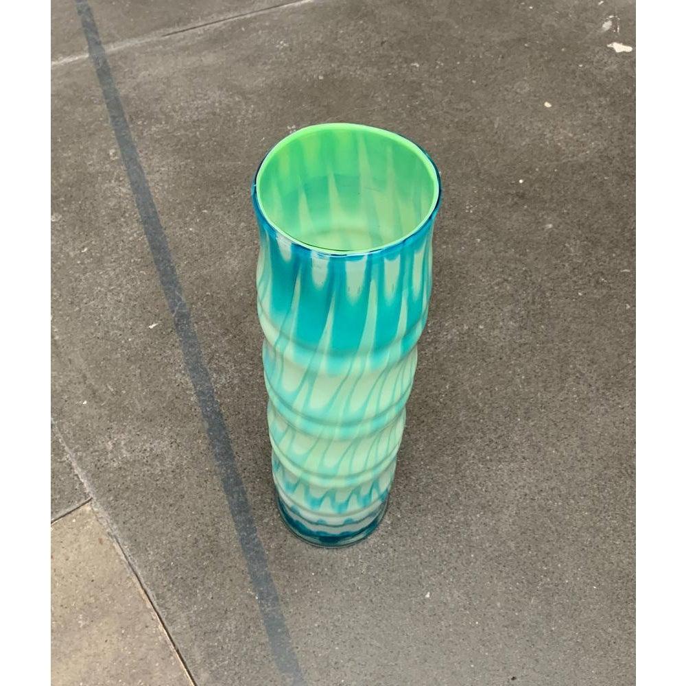 Large Vintage Handmade Glass Floor Vase For Sale 6