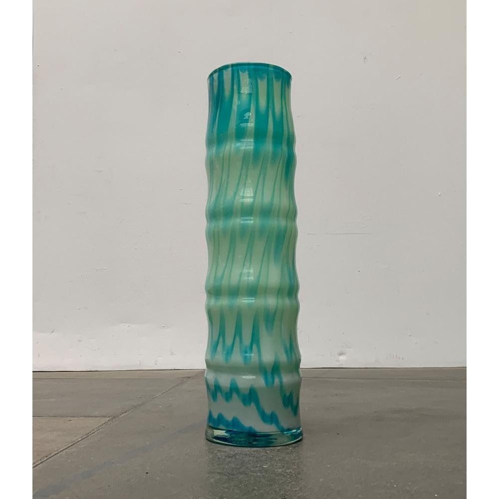 20th Century Large Vintage Handmade Glass Floor Vase For Sale