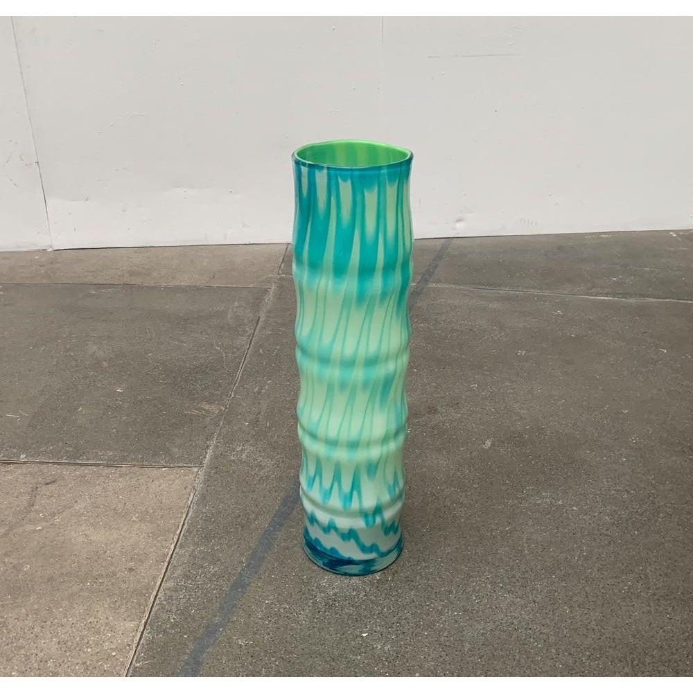 Large Vintage Handmade Glass Floor Vase For Sale 2