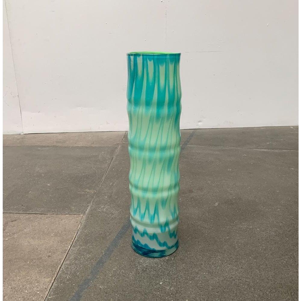 Large Vintage Handmade Glass Floor Vase For Sale 3